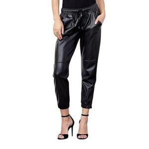 David Lerner New York Faux Leather Jogger Ankle Zip Contemporary Chic Street S